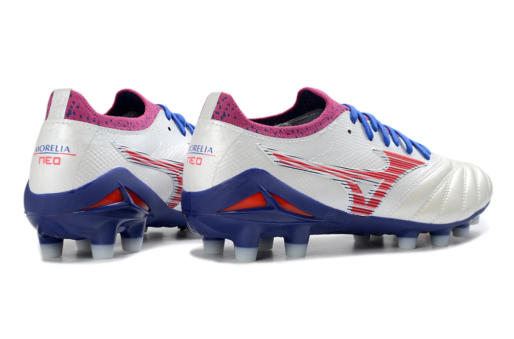 Chuteira Mizuno Morelia Neo 4 Campo - Branco/Rosa