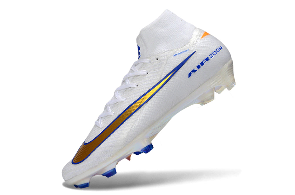 Chuteira Nike Air Zoom Mercurial Superfly 10 Elite Campo - Branco/Azul