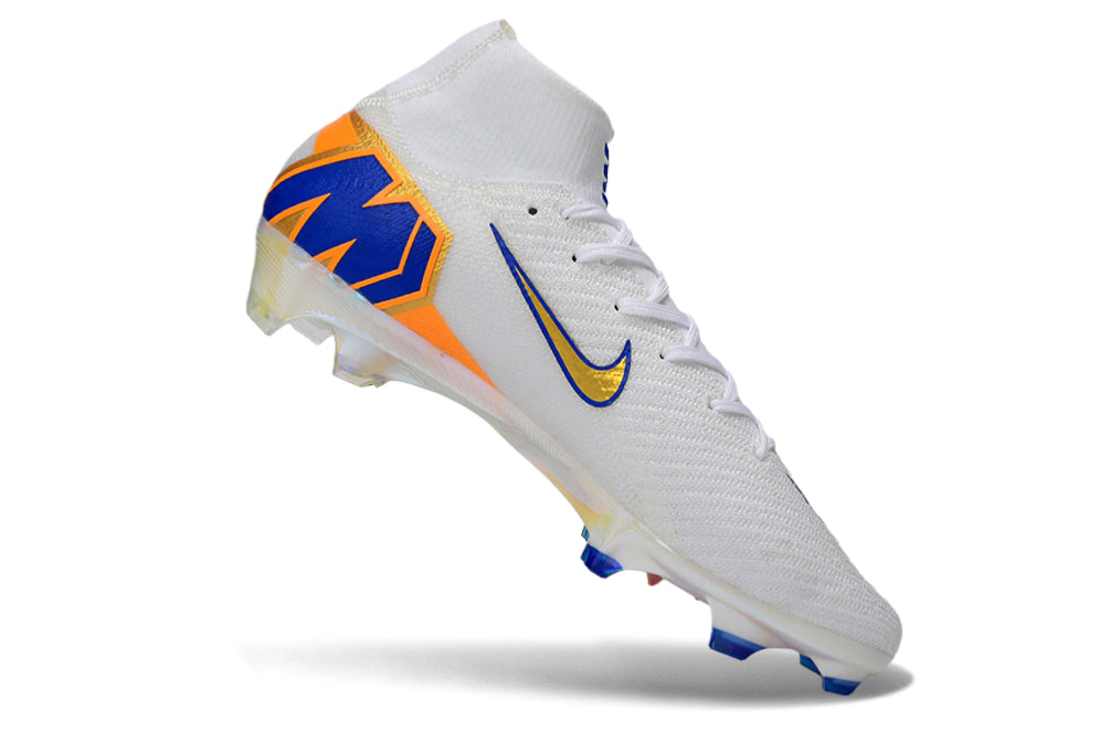 Chuteira Nike Air Zoom Mercurial Superfly 10 Elite Campo - Branco/Azul
