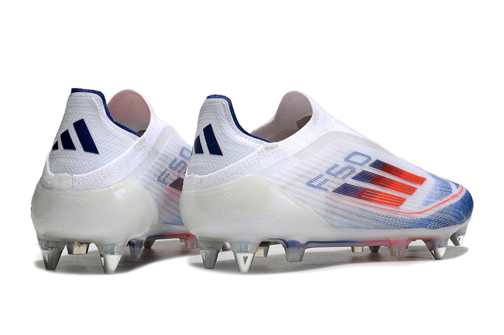 Chuteira Adidas F50 X Laceless Campo SG - Branco/Azul/Laranja