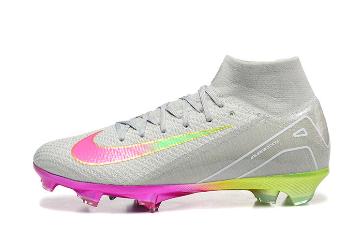 Chuteira Nike Air Zoom Mercurial Superfly 10 Elite Campo - Cinza/Rosa