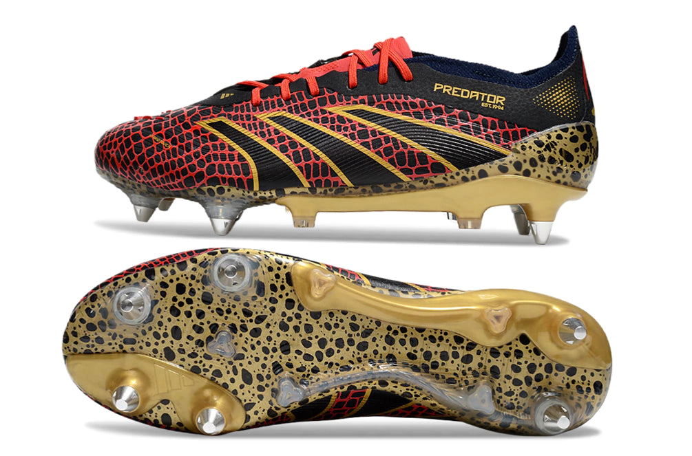 Chuteira Adidas Predator Elite SG - Preto/Vermelho/Bege