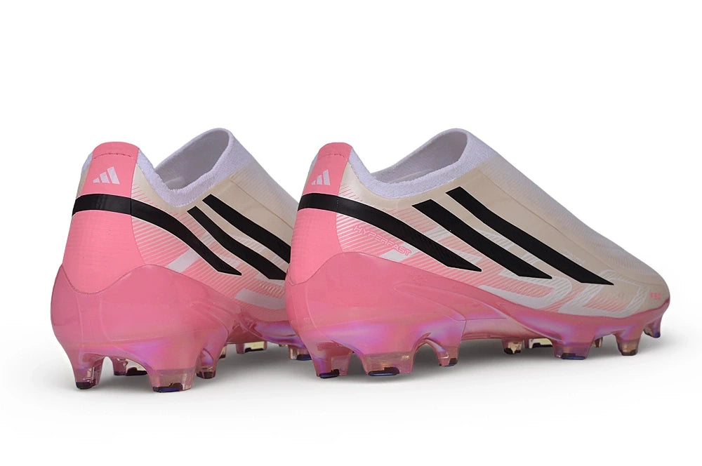 Chuteira Adidas F50 Hyperfast Laceless FG - Rosa/Branco