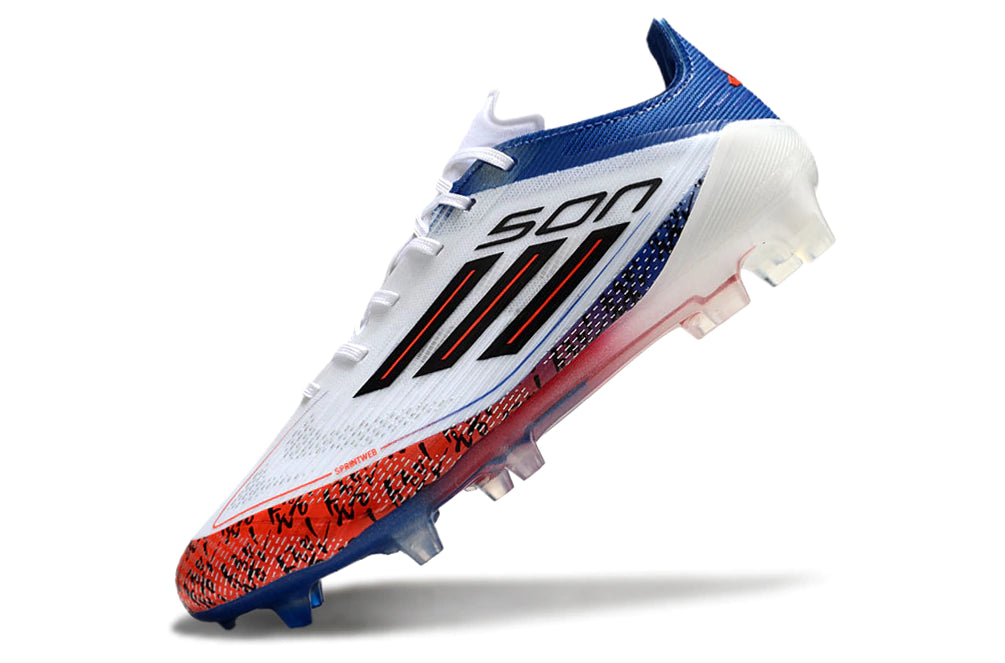 Chuteira Adidas F50 X Campo - Branco/Azul/Laranja