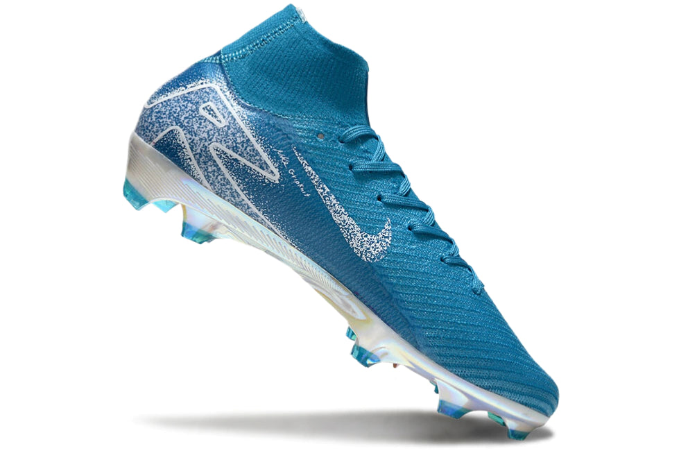Chuteira Nike Air Zoom Mercurial Superfly 10 Elite Campo - Branco/Azul