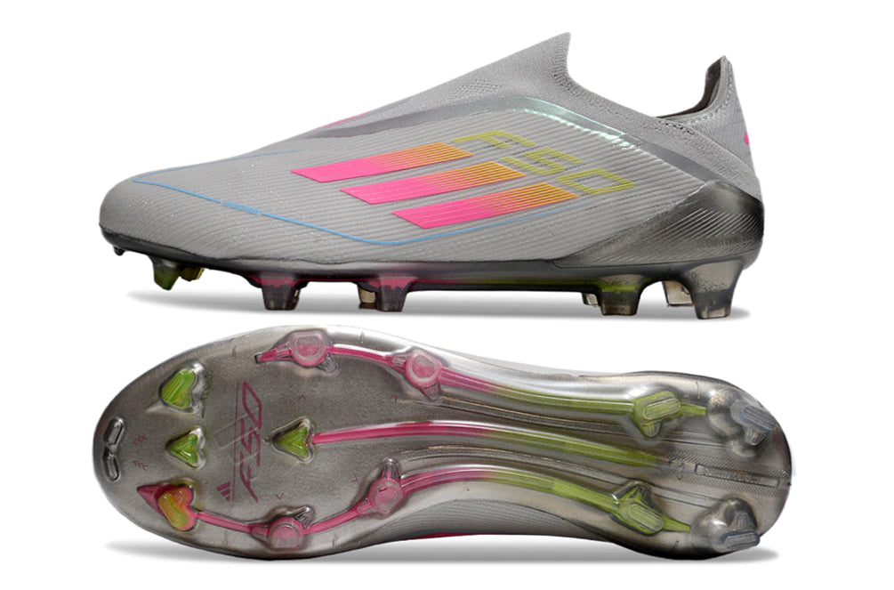 Chuteira Adidas F50 X Laceless Campo - Cinza/Rosa