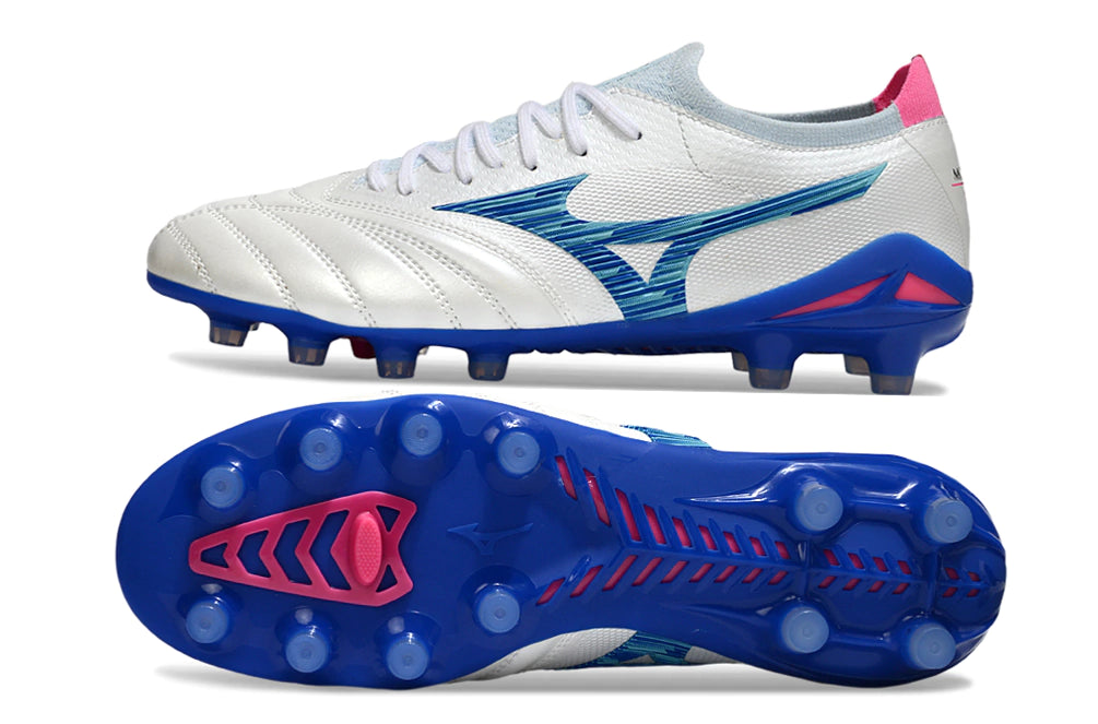 Chuteira Mizuno Morelia Neo 4 Campo - Branco/Azul