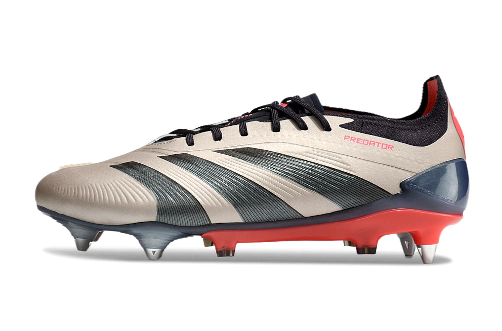 Chuteira Adidas Predator Elite SG - Bege/Preto/Vermelho