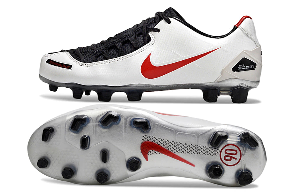 Chuteira Nike Total 90 Laser Campo - Branco/Vermelho
