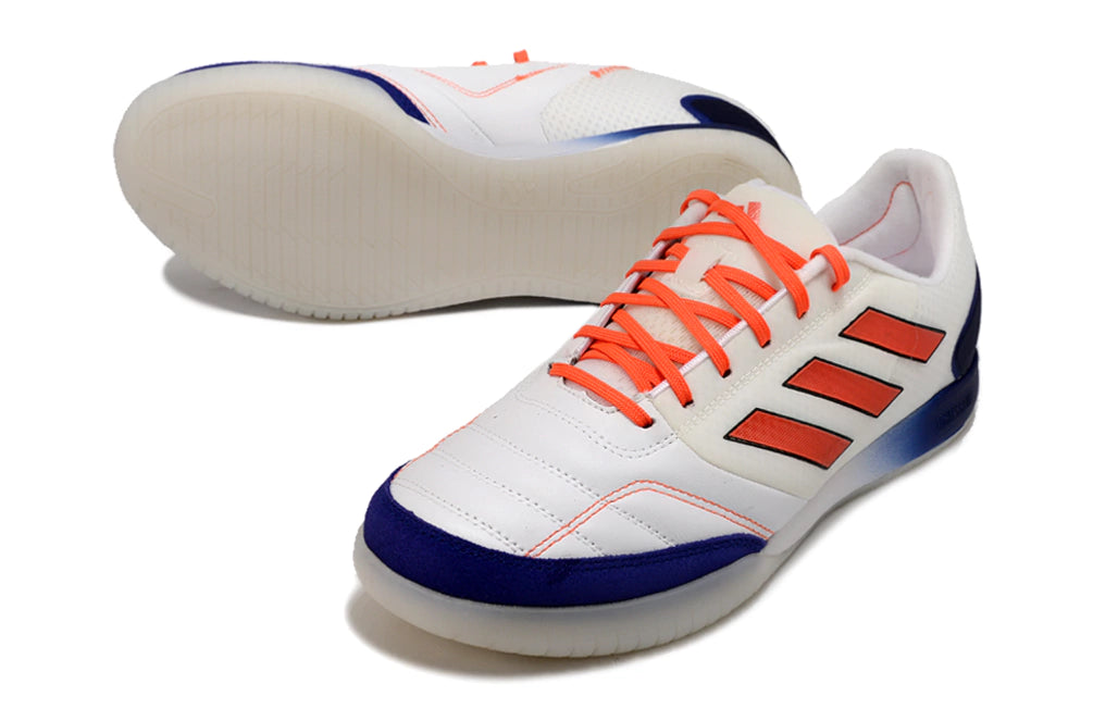 Chuteira Adidas Top Sala Futsal - Branco/Azul/Laranja