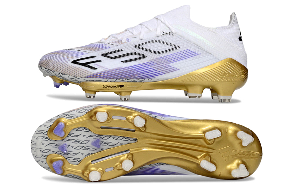 Chuteira Adidas F50.1 Elite Campo - Branco/Dourado