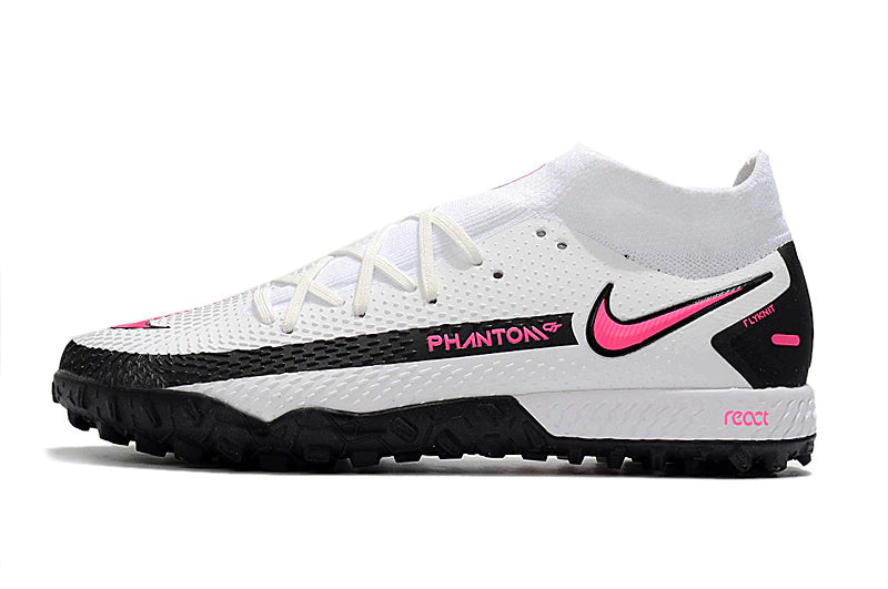 Chuteira Nike React Phantom GT Elite Society TF - Branco/Preto