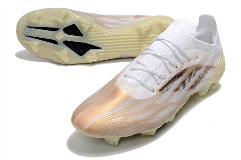 Chuteira Adidas Speedfow.1 FG - Branco/Amarelo