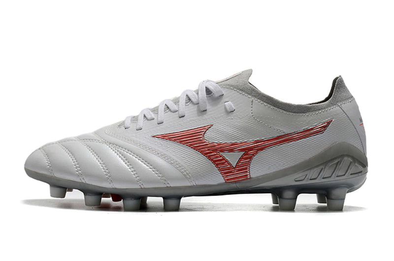 Chuteira Mizuno Morelia Neo 3 Campo FG - Cinza/Vermelho