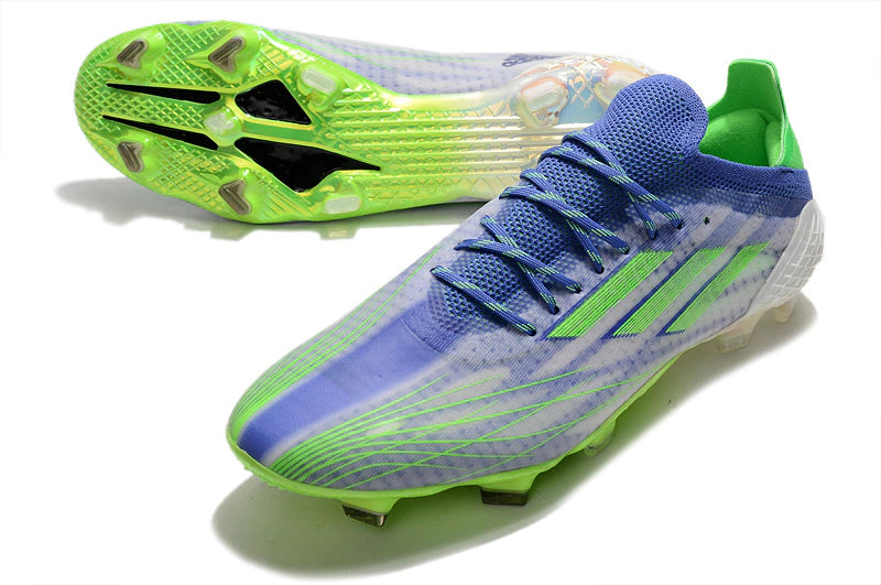 Chuteira Adidas Speedfow.1 FG - Branco/Verde/Azul