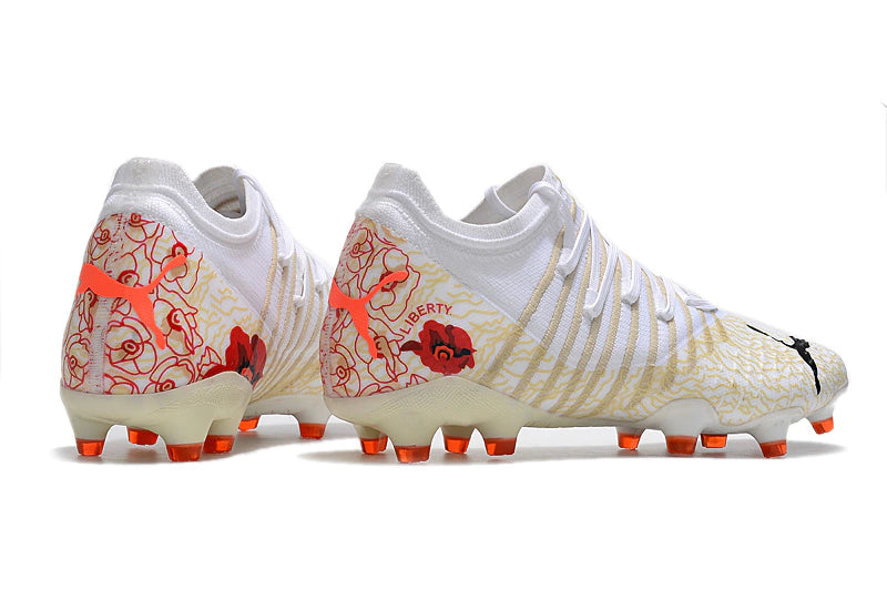 Chuteira Puma Future Z 1.3 Campo FG/AG - Branco/Vermelho