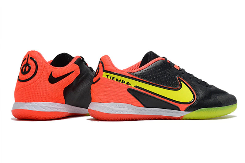 Chuteira Nike React Tiempo Legend 9 Pro Futsal IC - Preto/Laranja/Amarelo