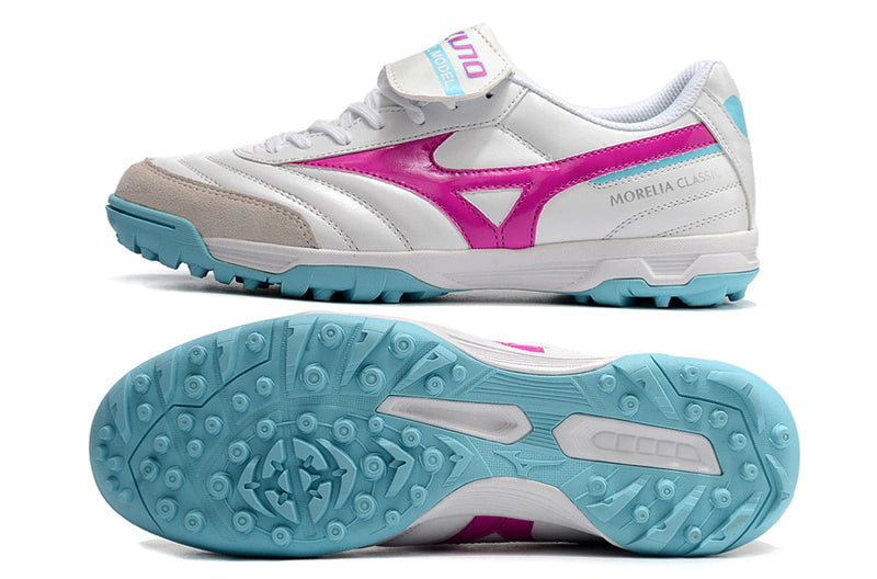Chuteira Mizuno Morelia Neo 2 Society - Branco/Rosa/Azul