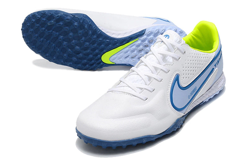 Chuteira Nike Tiempo 9 Pro Society - Branco/Azul/Verde