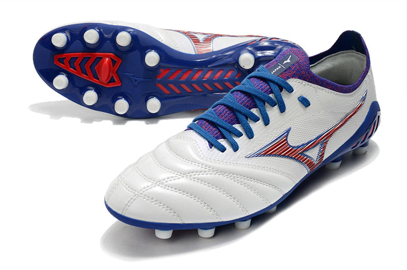 Chuteira Mizuno Morelia Neo 3 Campo FG - Branco/Vermelho/Azul