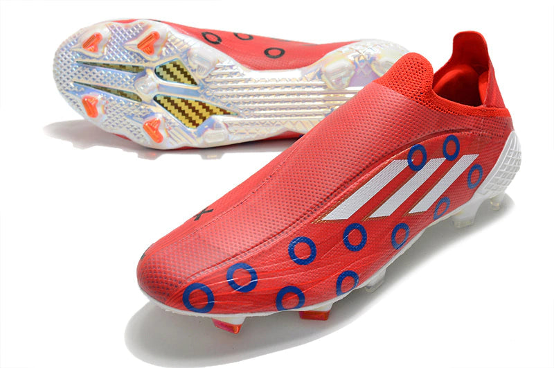 Chuteira Adidas Speedfow+ FG - Vermelho/Branco/Azul