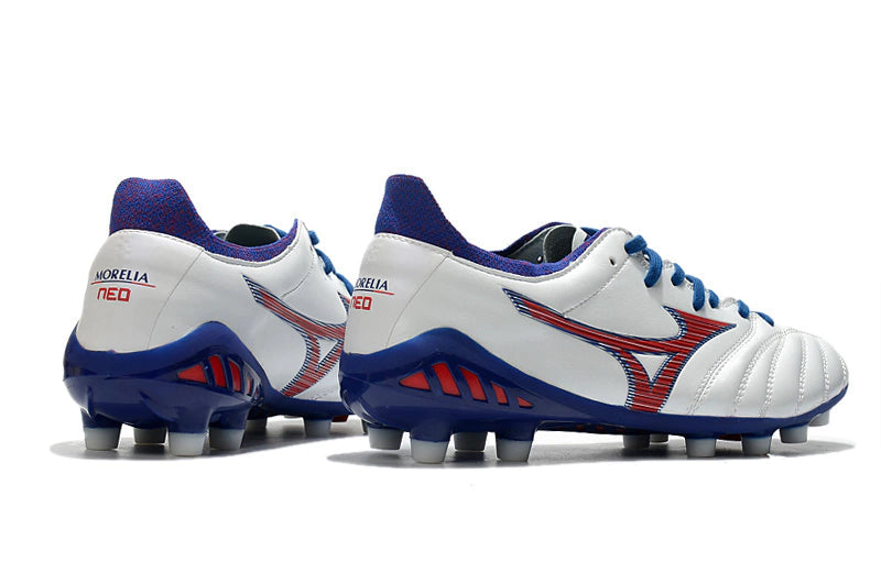 Chuteira Mizuno Morelia Neo 3 Campo FG - Branco/Vermelho/Azul