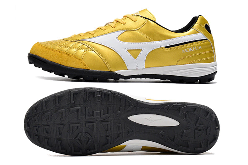 Chuteira Miuzno Morelia Neo Sala Society - Dourado/Branco