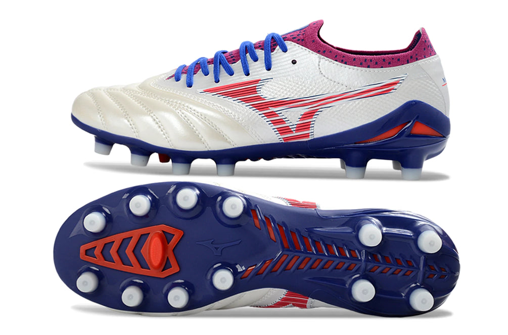 Chuteira Mizuno Morelia Neo 4 Campo - Branco/Rosa