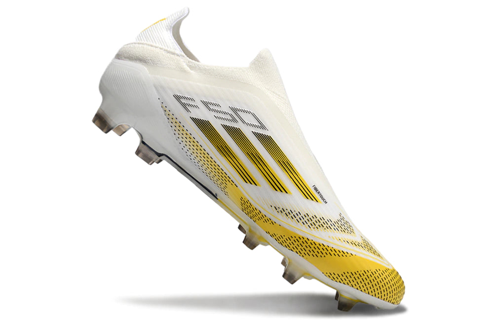 Chuteira Adidas F50 X Laceless Campo - Branco/Amarelo