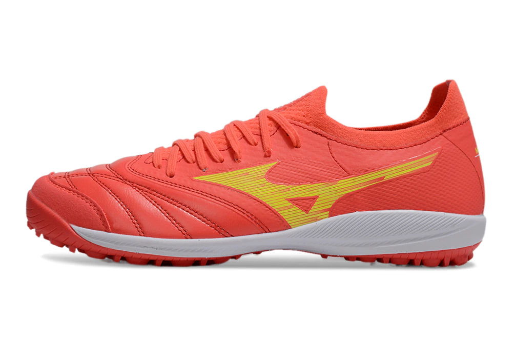Chuteira Miuzno Morelia Neo Sala β Society - Laranja/Branco/Amarelo