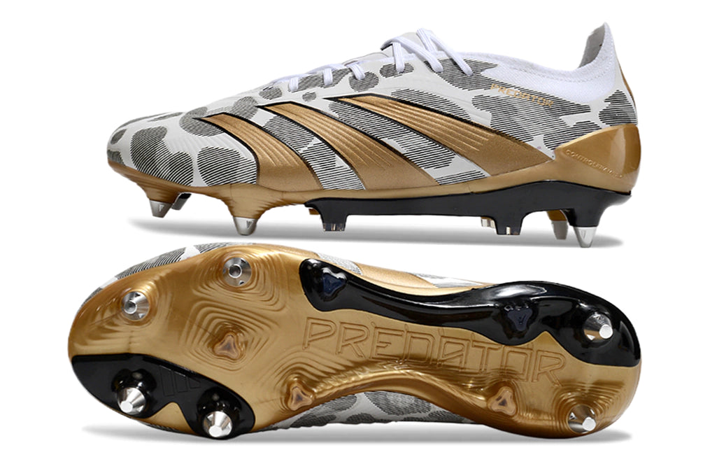 Chuteira Adidas Predator Elite SG - Branco/Preto/Dourado