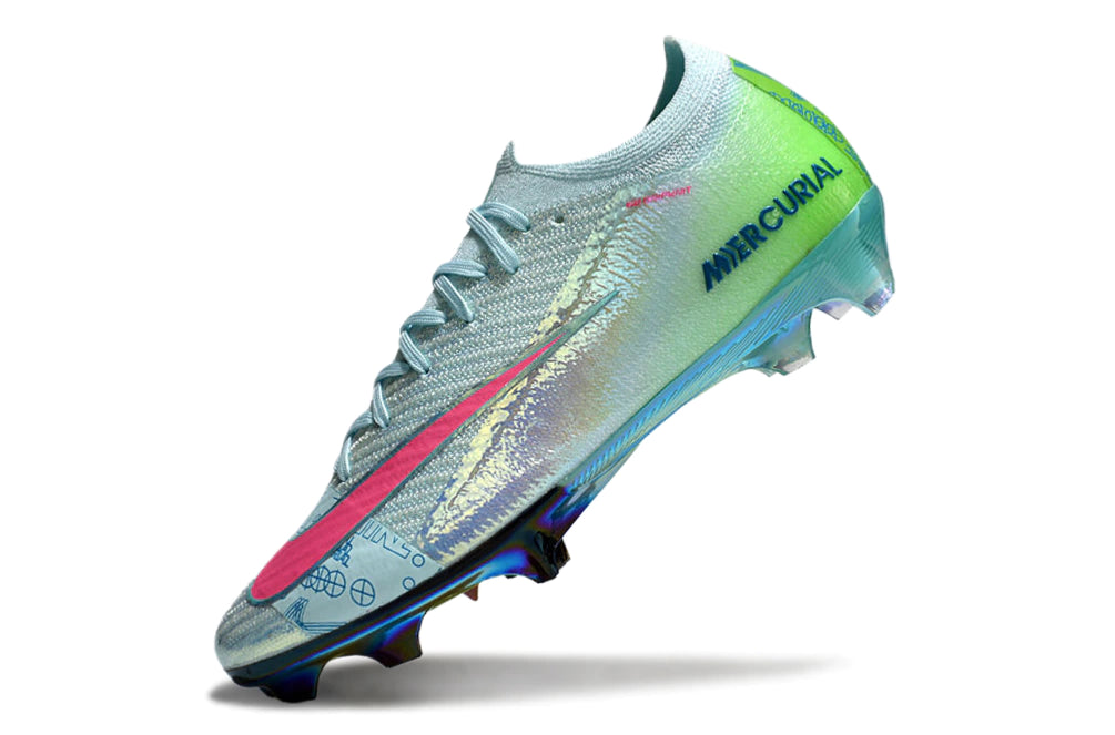 Chuteira Nike Air Zoom Mercurial Vapor 16 Elite FG - Azul/Verde/Rosa