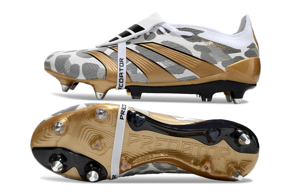 Chuteira Adidas Predator Elite Tongue SG - Branco/Dourado