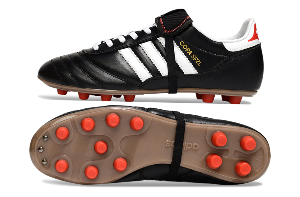 Chuteira Adidas Mundial Campo FG - Preto/Branco/Laranja/Bege