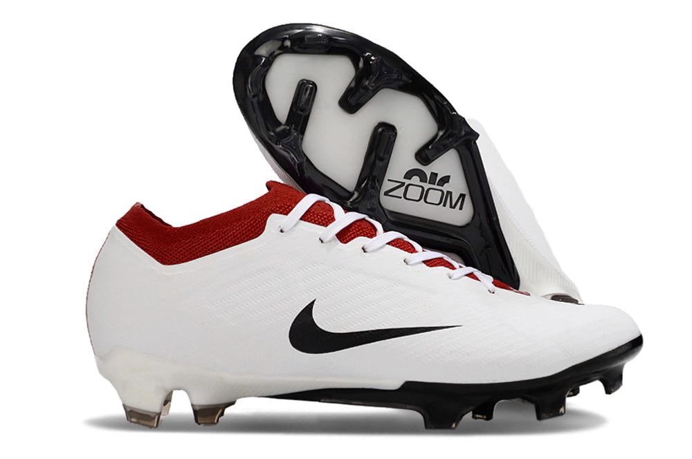 Chuteira Nike Air Zoom Mercurial Vapor 15 Elite Campo FG - Branco/Preto/Vermelho