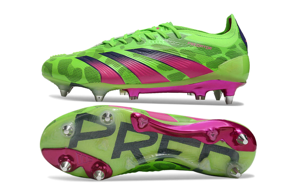 Chuteira Adidas Predator Elite SG - Verde/Rosa/Preto