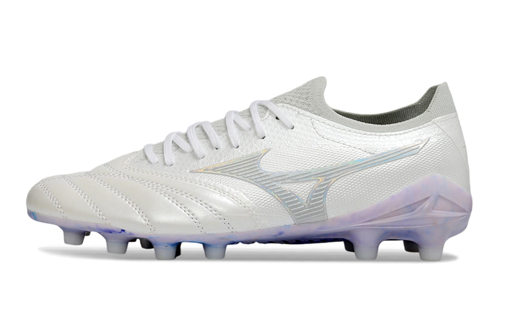 Chuteira Mizuno Morelia Neo 4 Campo - Branco/Roxo
