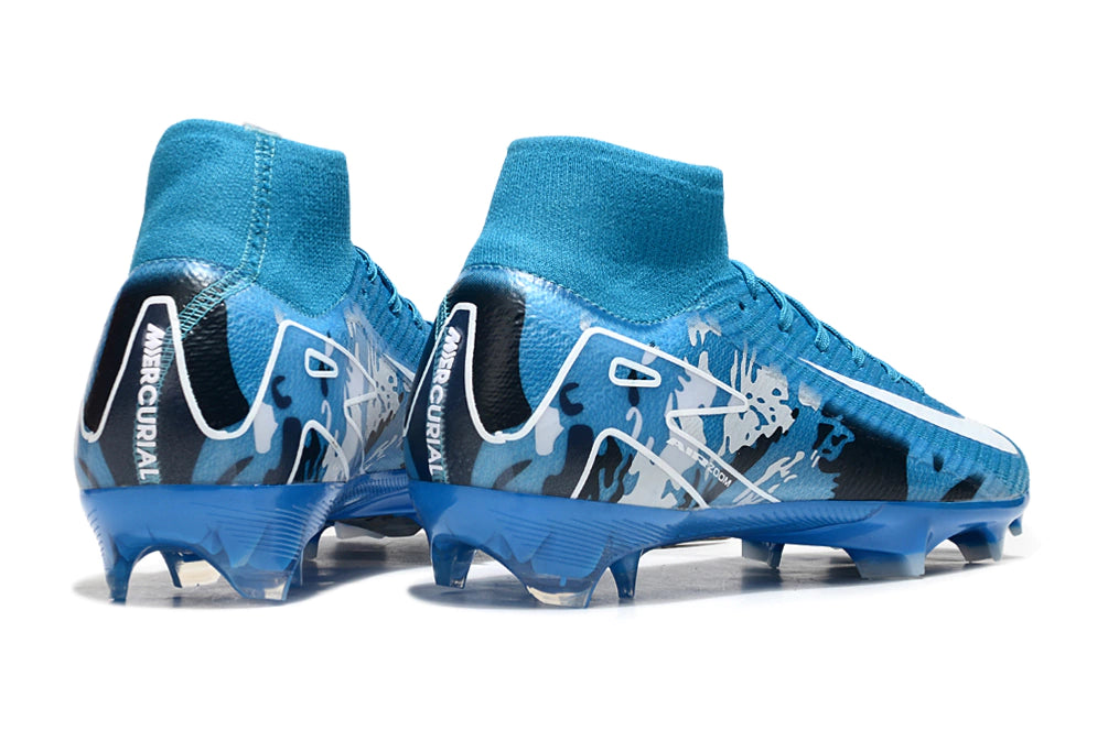 Chuteira Nike Air Zoom Mercurial Superfly 10 Elite Campo - Azul/Branco
