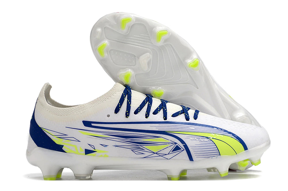 Chuteira Puma Ultra 5 Campo FG - Branco/Azul