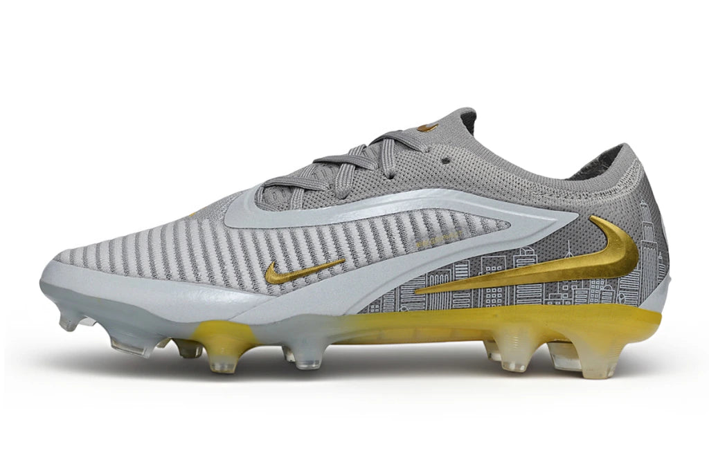 Chuteira Campo NIKE Phantom 6 Elite FG - Cinza/Dourada