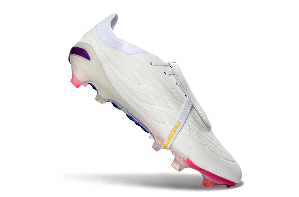 Chuteira Adidas Predator Tongue 26 Elite FG - Branco/Rosa