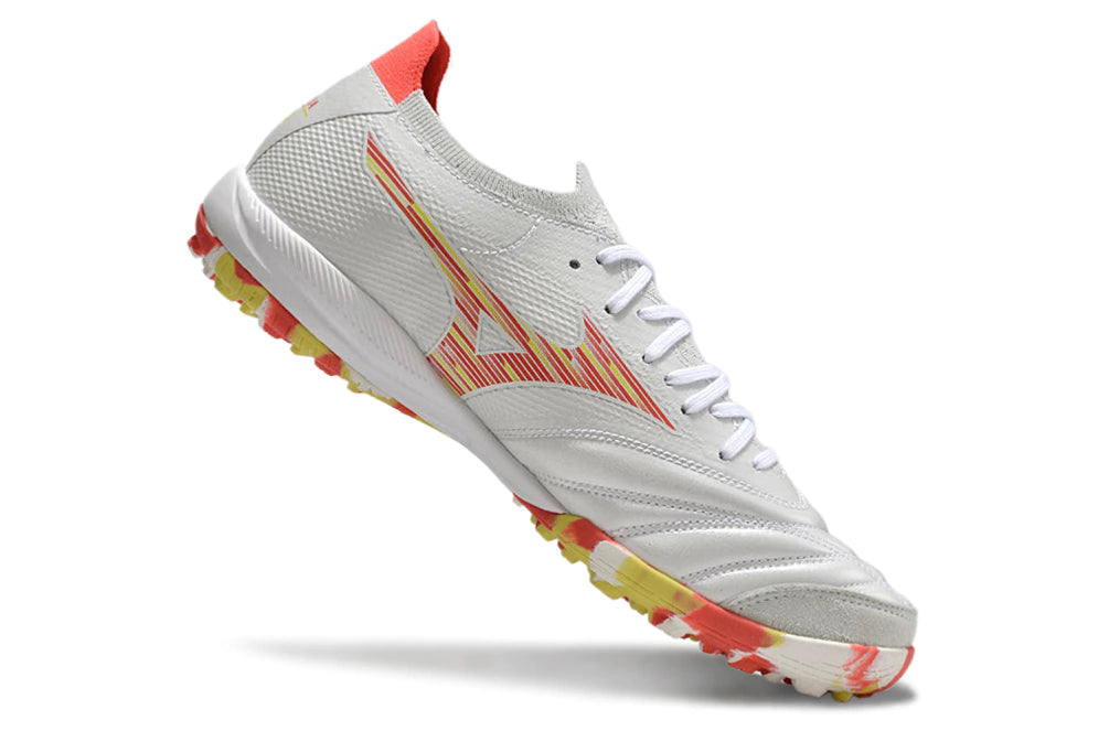 Chuteira Miuzno Morelia Neo Sala β Society - Laranja/Branco
