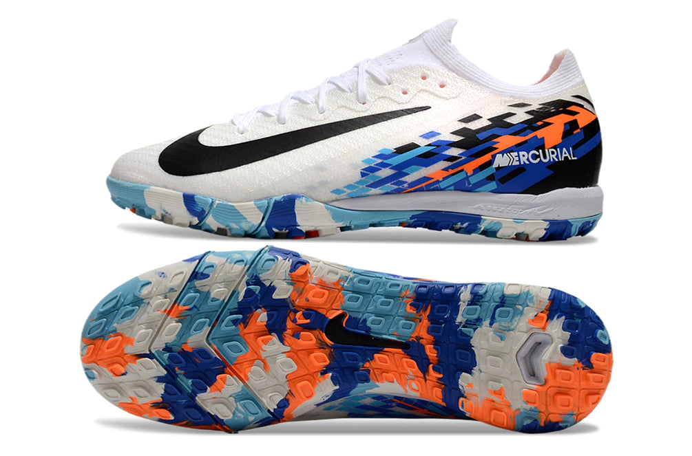 Chuteira Nike Mercurial Vapor 16 Elite Society - Branco/Preto/Azul/Laranja