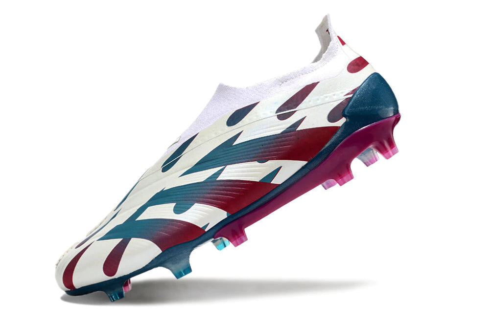 Chuteira Adidas Predstrike Elite Laceless Campo - Branco/Azul/Roxo