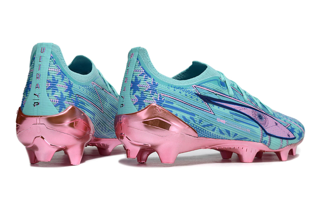 Chuteira Puma Ultra 5 Campo FG - Azul/Rosa