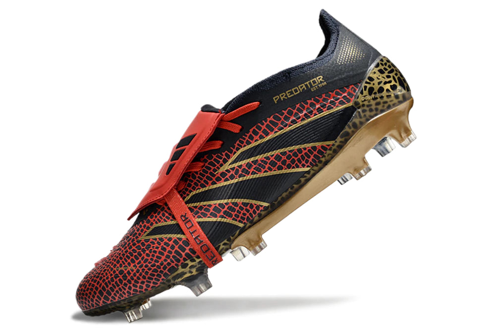 Chuteira Adidas Predator Elite Campo FG - Preto/Vermelho/Dourado