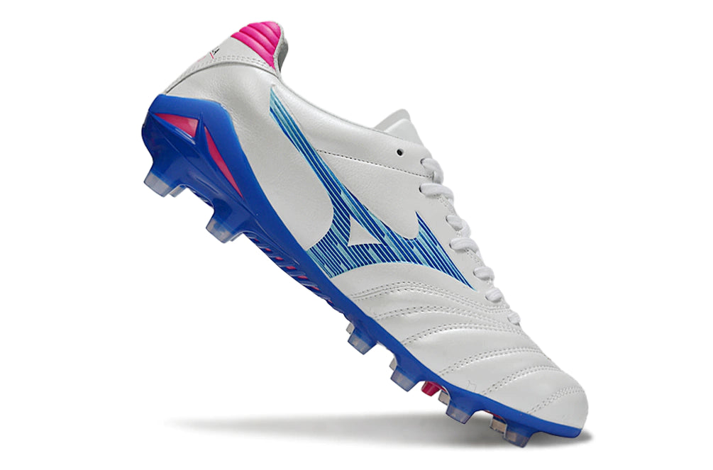 Chuteira Mizuno Morelia Neo 4 Campo - Branco/Azul