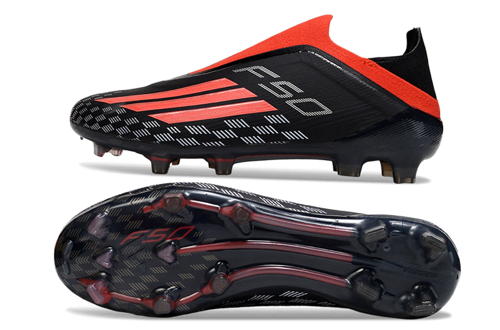 Chuteira Adidas F50 X Laceless Campo - Preto/Vermelho