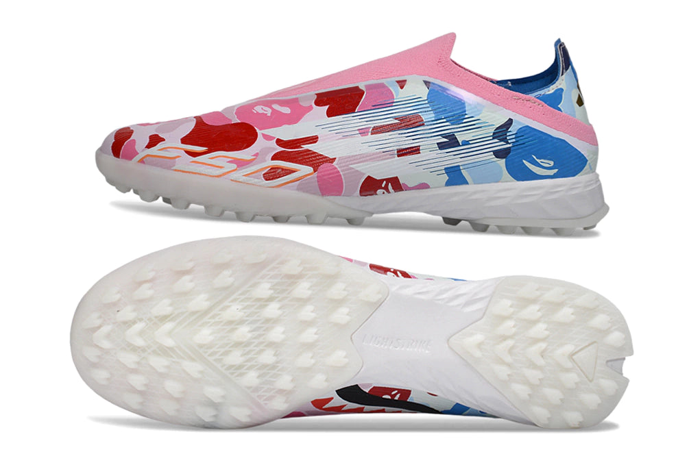 Chuteira Adidas F50 Pro Laceless Society - Branco/Rosa