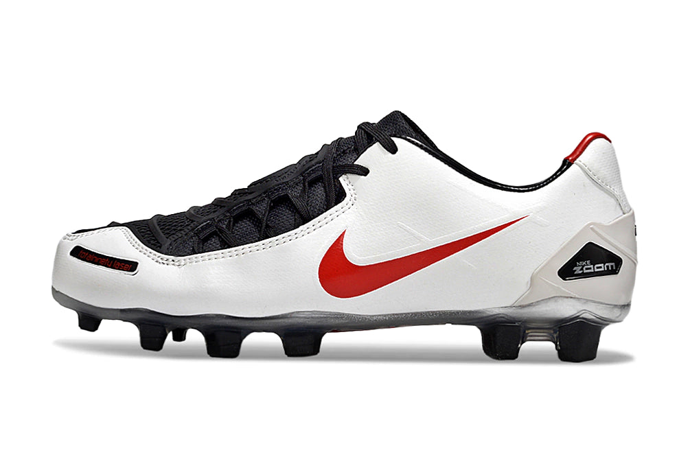 Chuteira Nike Total 90 Laser Campo - Branco/Vermelho